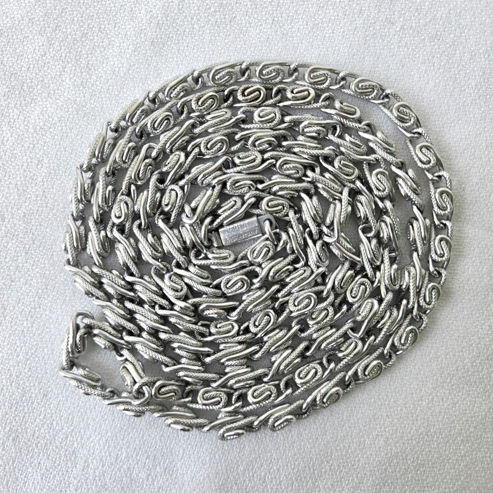 Vintage West Germany Snail Chain Necklace 54" Excellent Textured Link